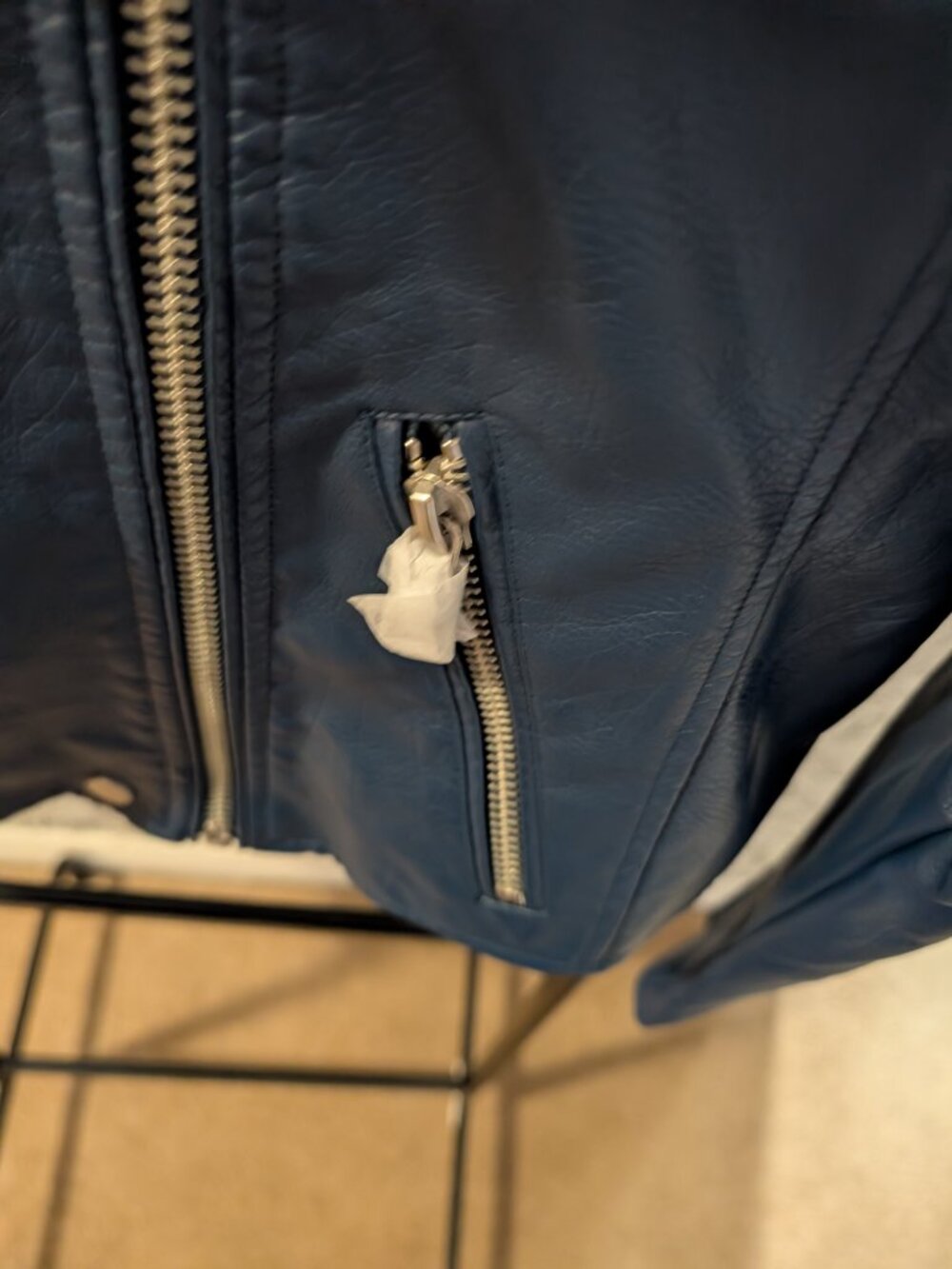 Anthropologie Navy Blue Faux Leather Moto Jacket NWT Size M - Picture 8 of 8
